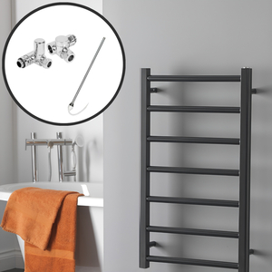 Alpine Dual Fuel Heated Towel Rail, Anthracite