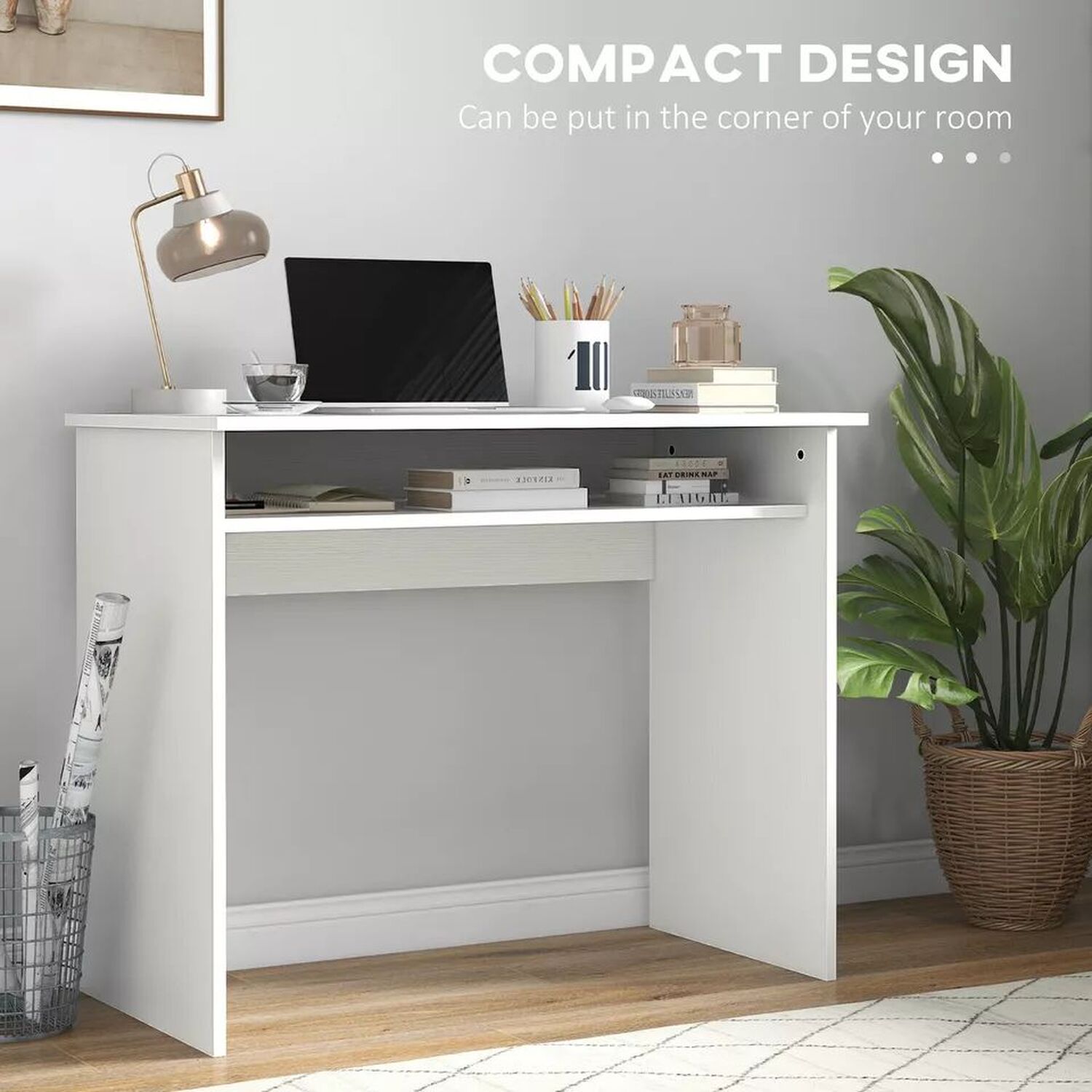 Study Work Station Compute Desk - White