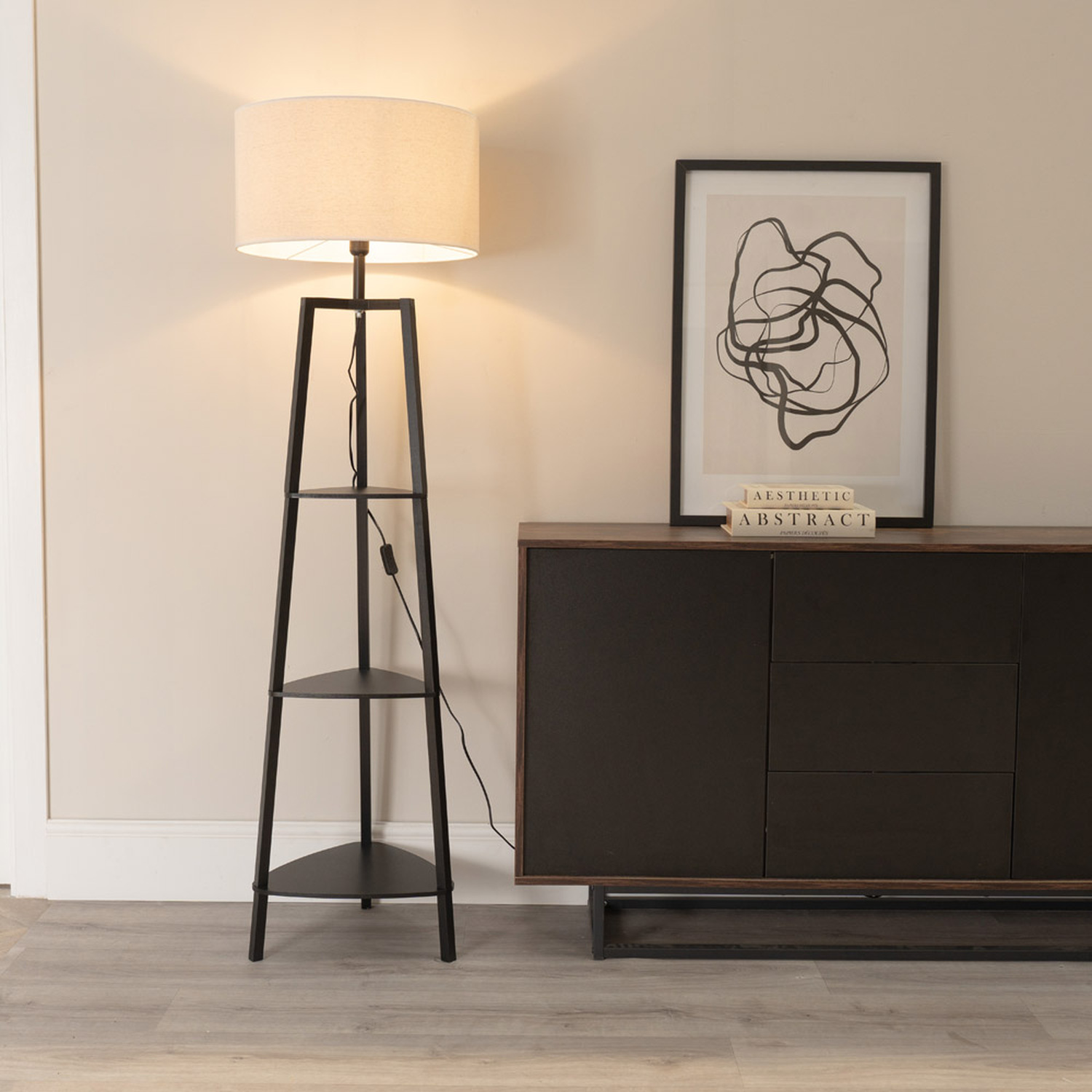 Image of Hiru 3 Tier Wooden Shelf Floor&hellip;