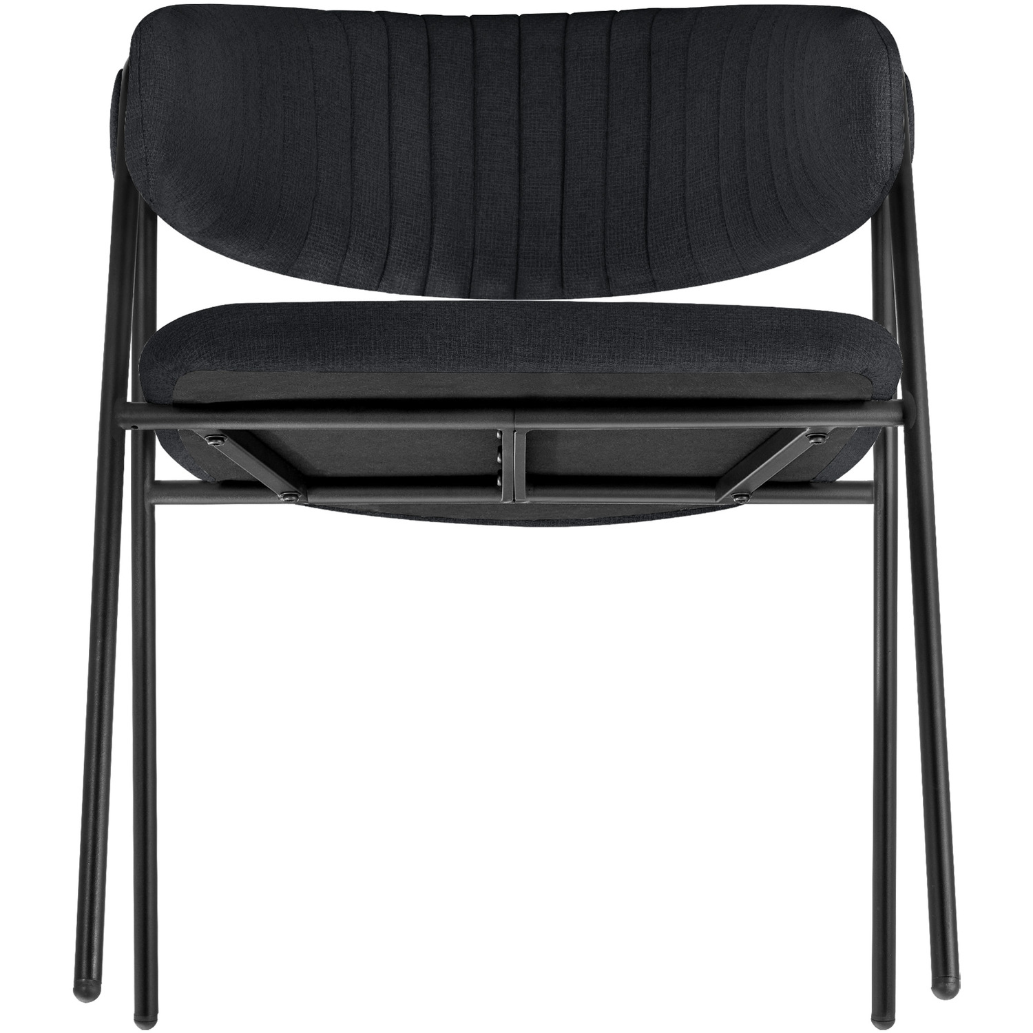 Dining Chair Bedano - Padded Woven Fabric Armchair - Black 6