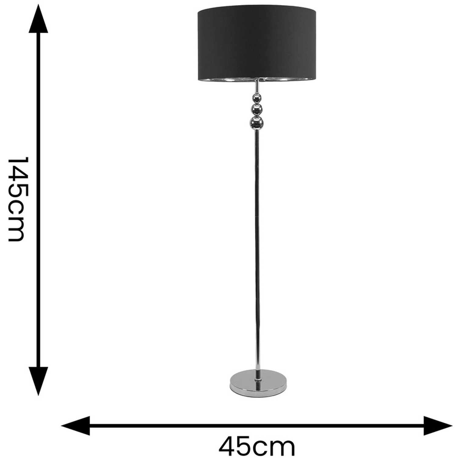 Marissa Chrome Lamp With Metallic Shade - Black
