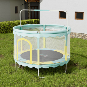 Children's Trampoline with Balance Bar and Safety Fence