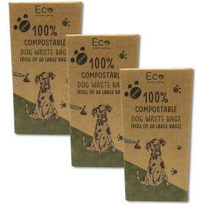 Compostable Dog Bags (60) x 3, 180 bags total