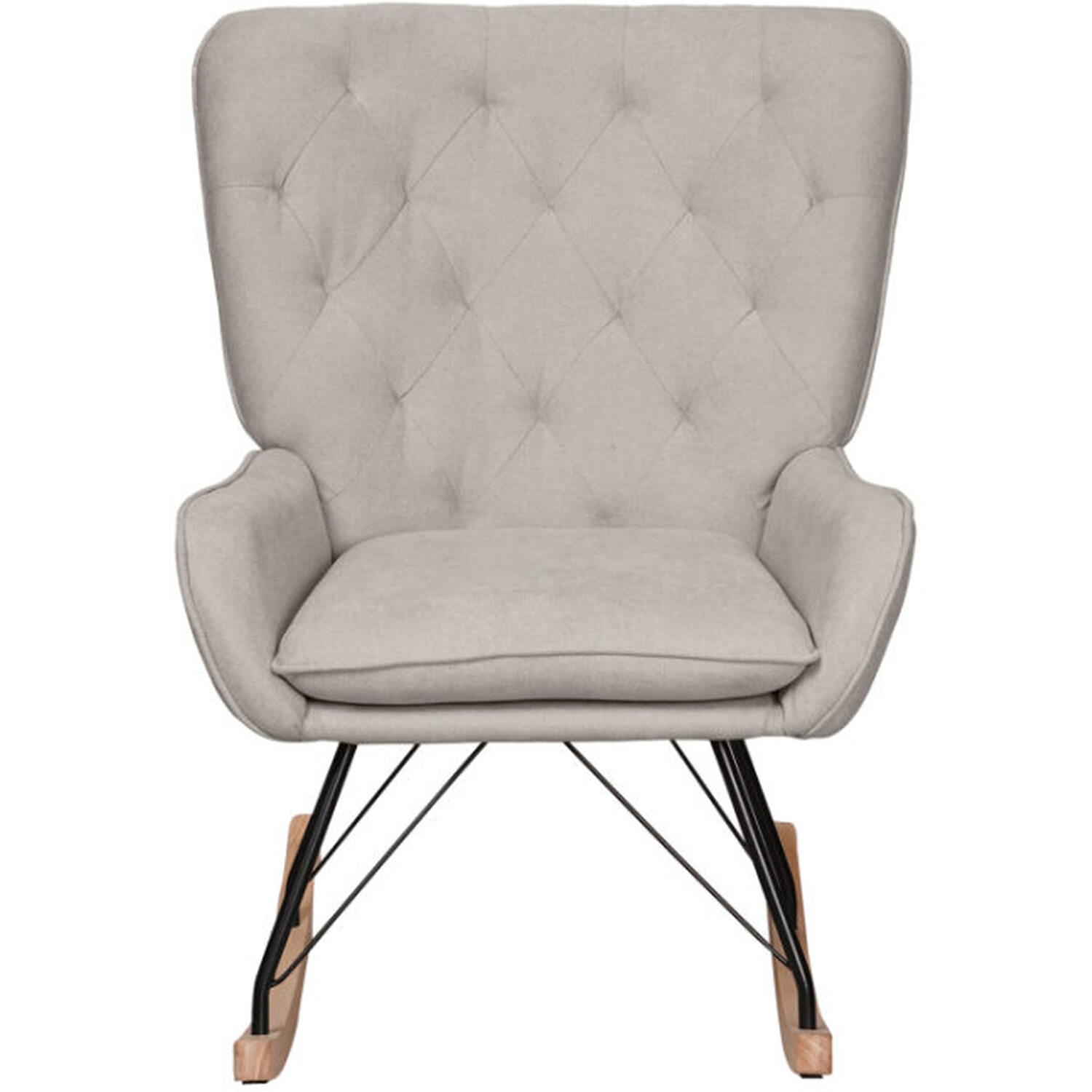 Alivio Comfortable Velvet Rocking Chair - Beige