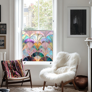 Jacurso Art Deco Stained Glass Privacy Window Film