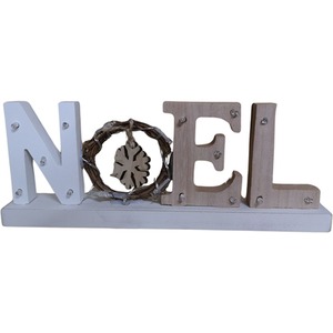 Battery Operated LED Wooden Noel Christmas Sign Decoration with Snowflake