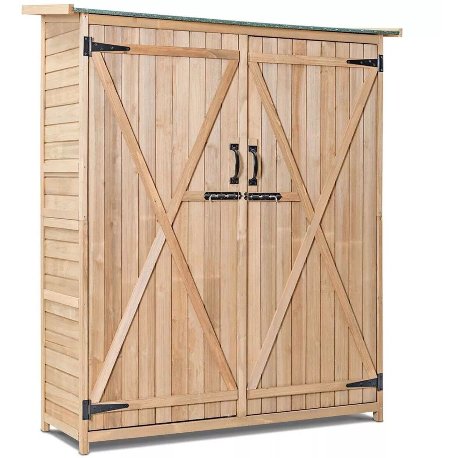 Outdoor Wooden Storage Shed Garden Patio with Lockable Double Doors