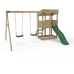 Bryce / 223cm Wooden Lookout Tower Playhouse with 6ft Slide shot 7756893