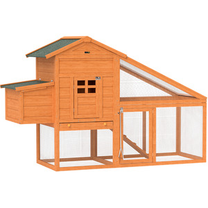 Chicken Coop with Run, Nesting Box, Slide-out Tray and Ramp