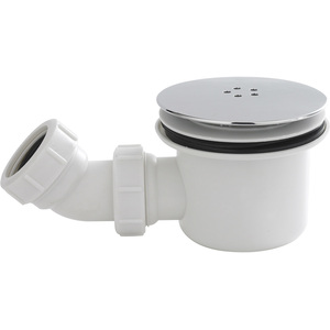 Resin Shower Tray Mega Flow Waste White with Chrome Top
