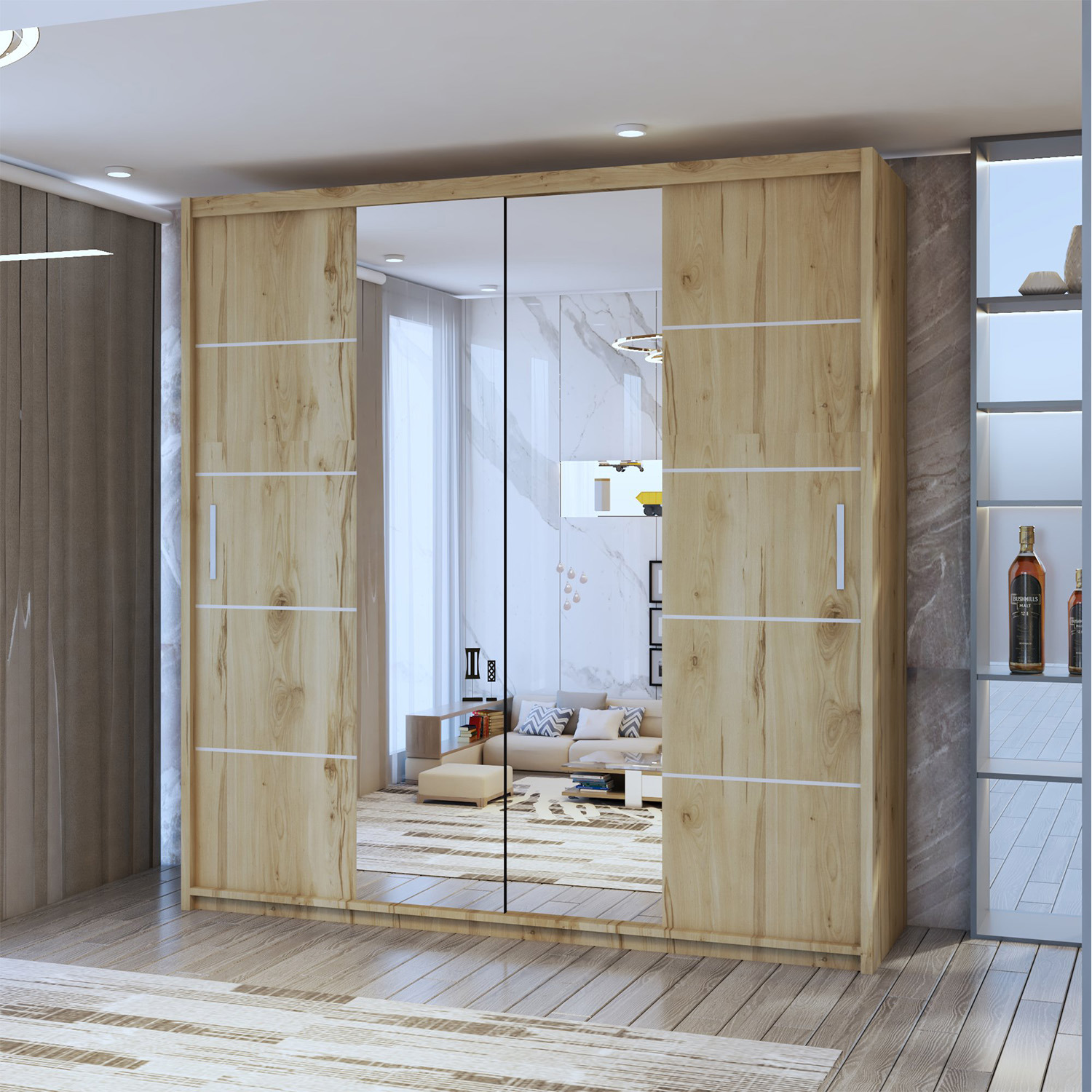 Leeds Sliding Door Wardrobe - Oak 150cm