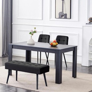 Dining Table set with Velvet Bench And 2 black chairs