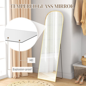 Gold Tone / 1.5cm HOMCOM Full Length Mirror w Aluminium Frame shot 9787286