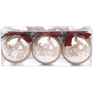 Set of 3 Snow Filled Scandi Baubles