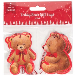 Pack of 12 Teddy Bear Gift Tags