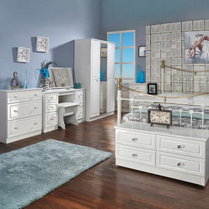 Balmoral Ready Assembled 2 Drawer White Gloss Locker with Crystal Effect Handles
