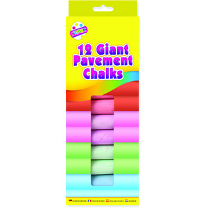 12 Giant Pavement Chalks Multi Coloured