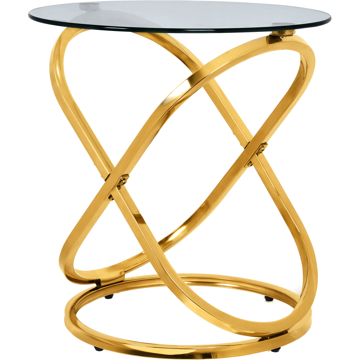 Round Side Table with Glass Top
