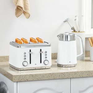HOMCOM 1.7L 3000W Rapid Boil Kettle and 4 Slice Toaster Set Crumb Tray
