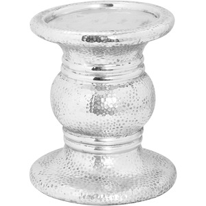 Silver Punch Faced Ceramic Candle Holder