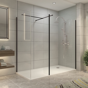 Two Walk in Shower Screen Clear Glass 140cm and A 30cm Return Pancel