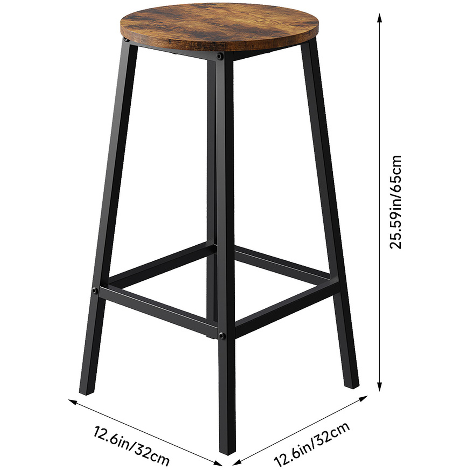 Set of 2 Bar Stools with Footrest