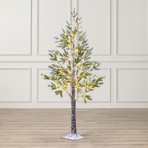 Pre-Lit Snow Flocked Sparse Halden Fir Christmas Tree