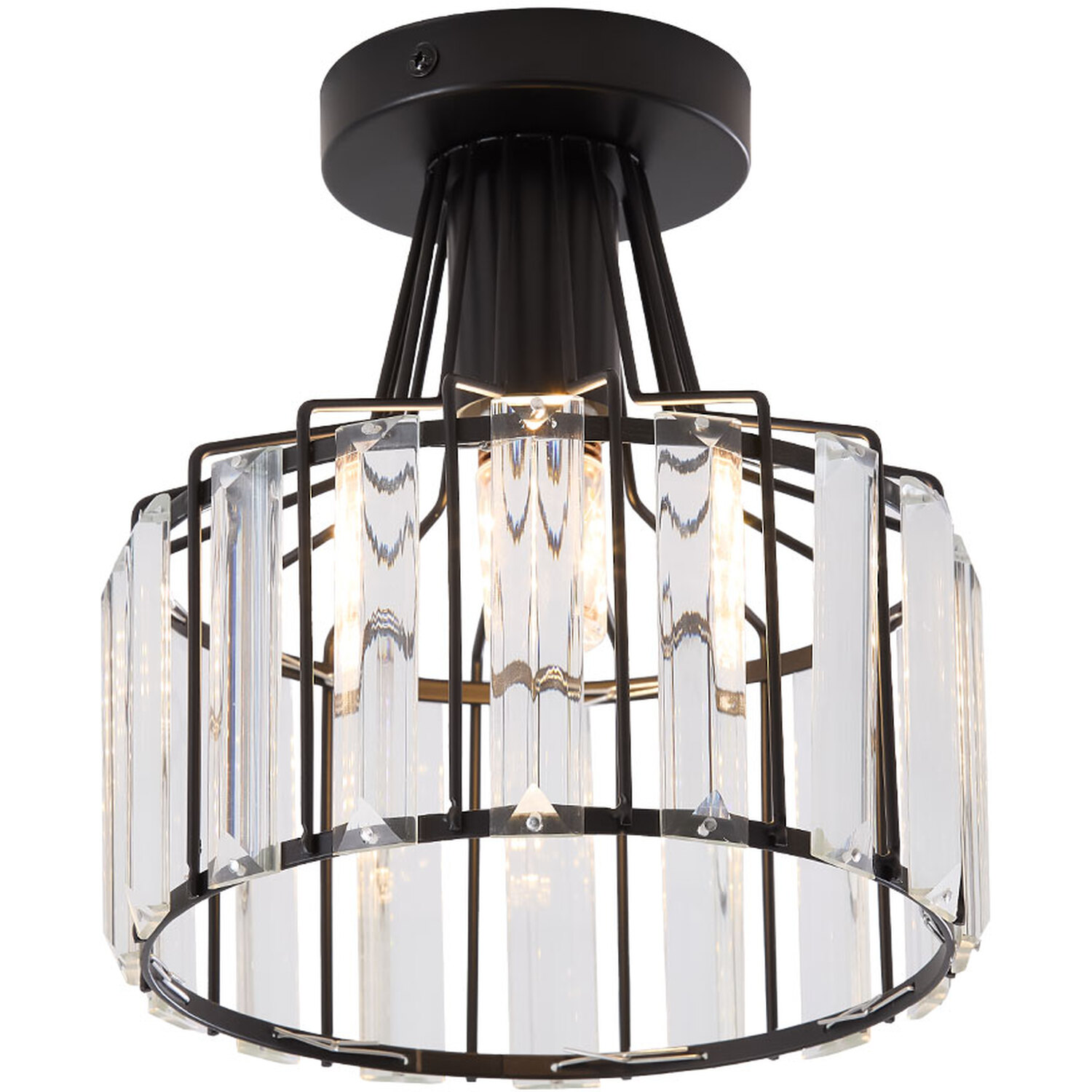Livingandhome E27 Stylish Crystal Ceiling Light - Black