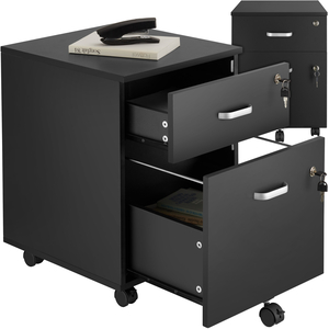 Filing Cabinet, 2 Rolling,  Lockable Drawers, Fits A4 Documents