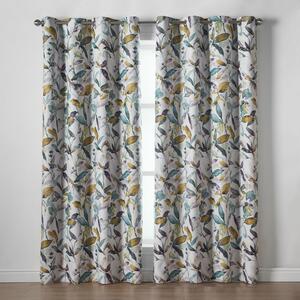 Blackout Watercolour Printed Ring Top Curtains