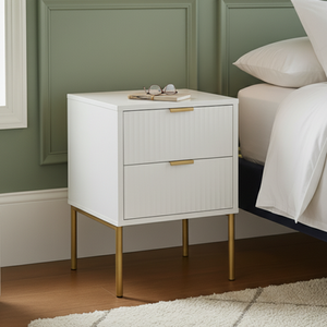 White / 1 x Bedside Table 40cm / 30kg Ridged Bedroom Furniture Set White Wooden Wardrobe Bedside Table Wardrobe shot 11337305