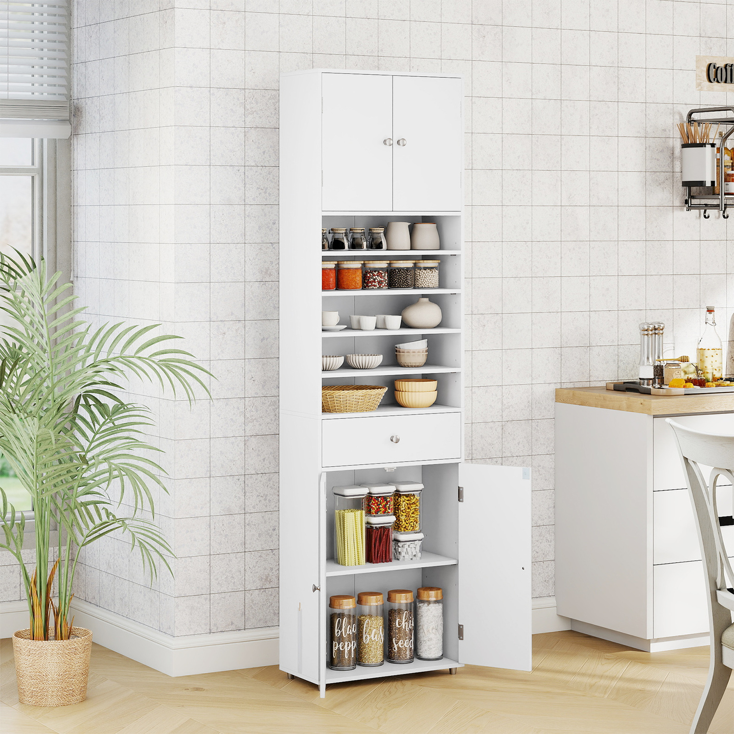 Laundry Room Tall Cabinet - White