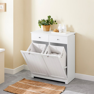 Bathroom Cabinet with Laundry Basket and 2 Drawers