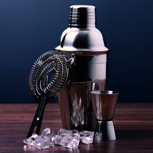 BarCraft Stainless Steel Three Piece Cocktail Gift Set, Gift Boxed