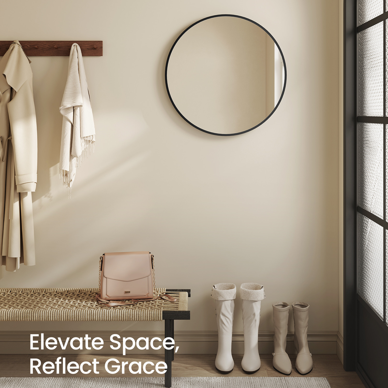 Image of Round Mirror, 50 cm Bathroom Mirror&hellip;
