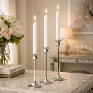 Set of 3 Candlestick Holders and Candles