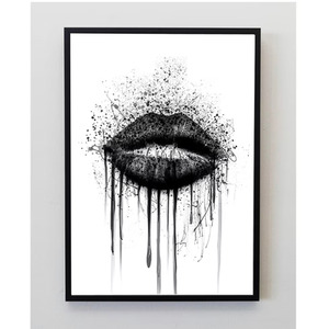 Black Gothic Lips Art Print