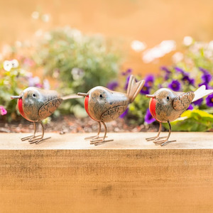 3 Piece Robin Red Breast Ornaments
