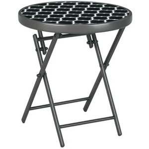 Round Folding Side Table Marble Glass Top