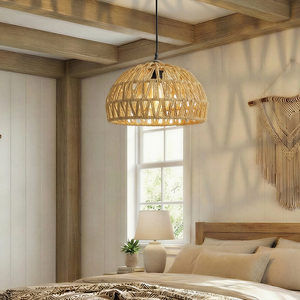 Rustic Ceiling Pendant Light Shade Hemp Rope Boho 23cm