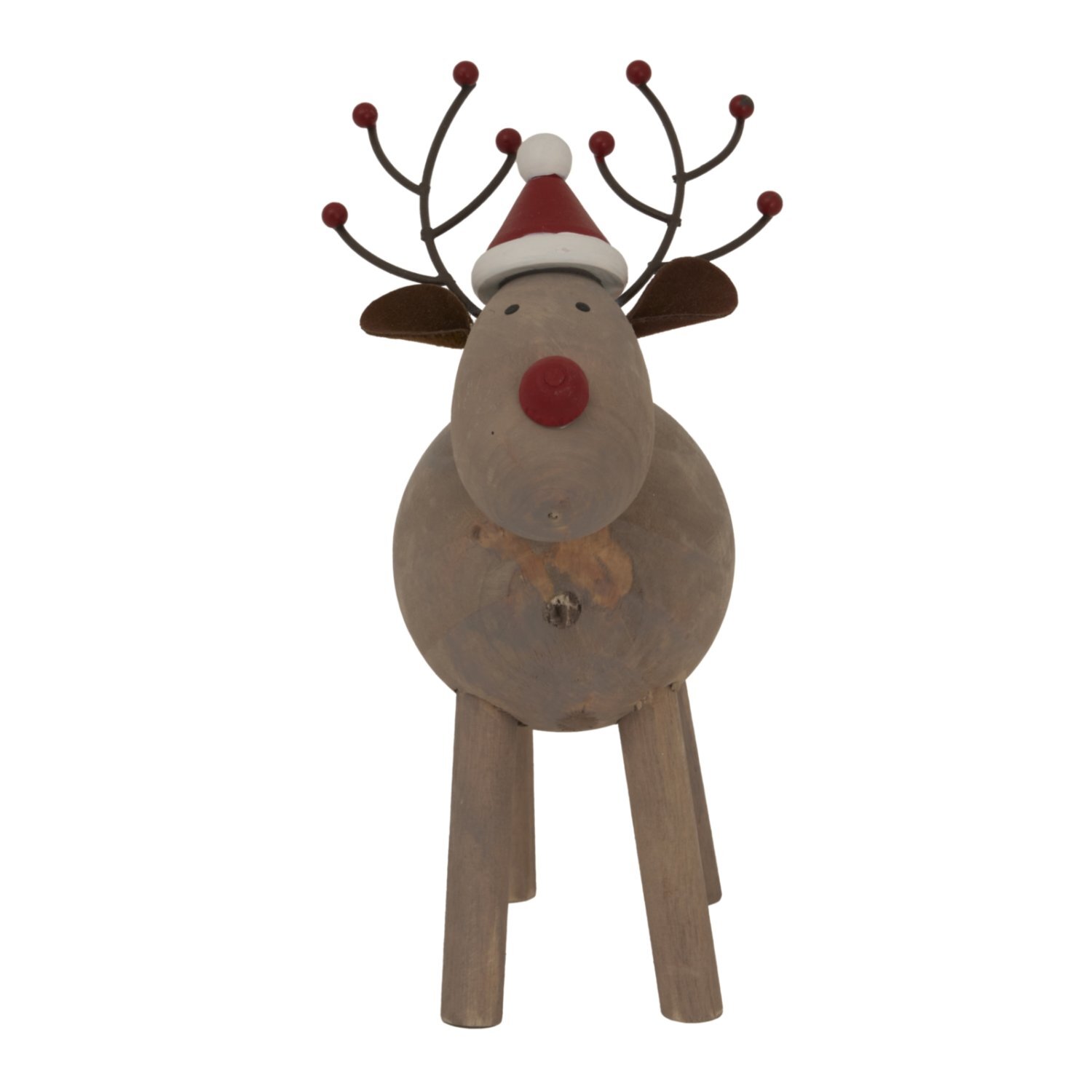Large Rustic Rudolf Ornament With Hat Winter Holiday Decor - Maroon