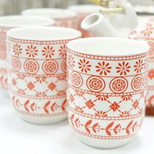 Herbal Teapot Set with Cups Amber Ceramic Tea Gift Box