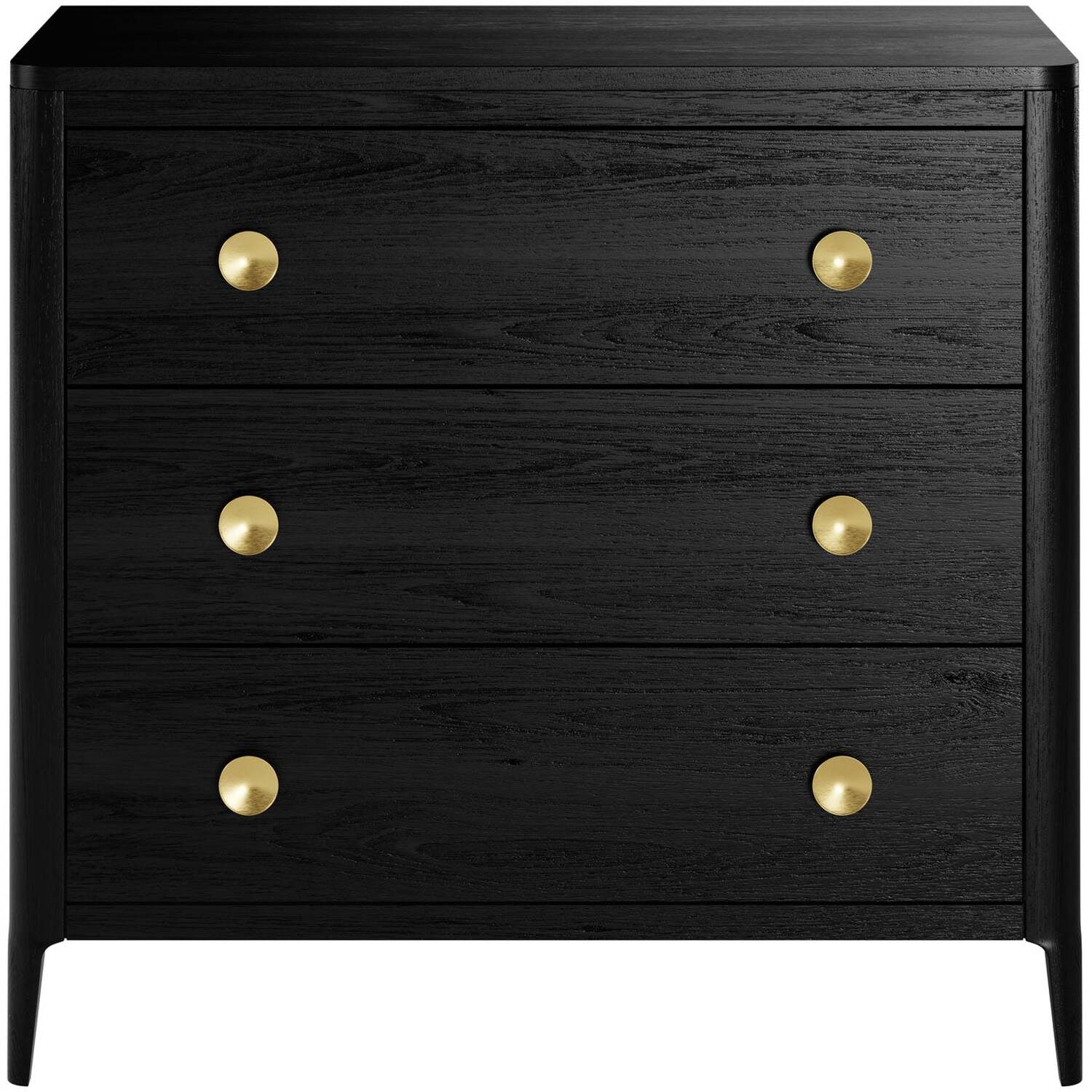 Wyld Haus Verona 3-Drawer Chest in Black Oak with Brushed Brass Handles - Black