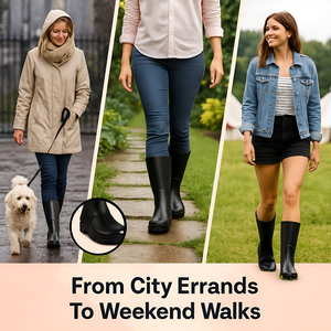 PVC Ladies Wellington Boots, Waterproof Rain Boots, Easy-Clean, Non-Slip Sole