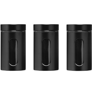 Luca Set of Three Clear and Black Storage Jars
