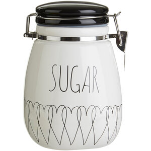 Heartlines Ceramic Clip Top Lid Sugar Canister