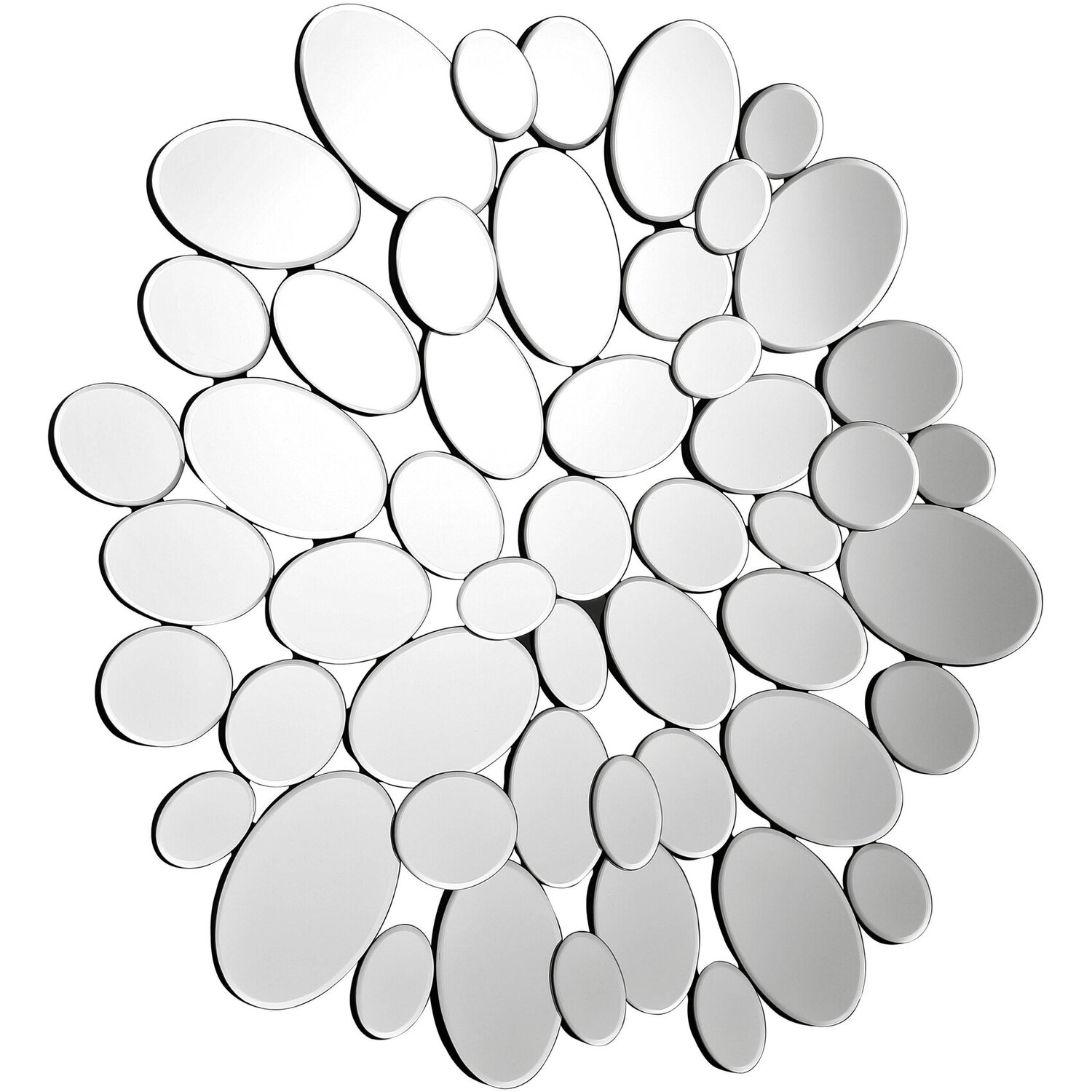Opus Silver Finish Elliptical Design Wall Mirror - Silver