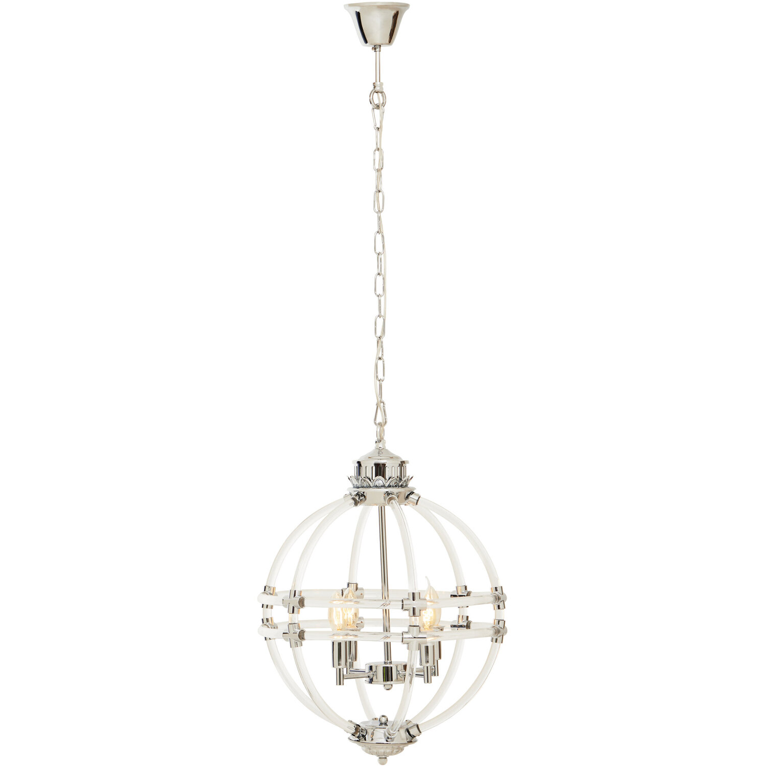 Karlo Pendant Light In Clear Acrylic And Chrome Finish - Silver