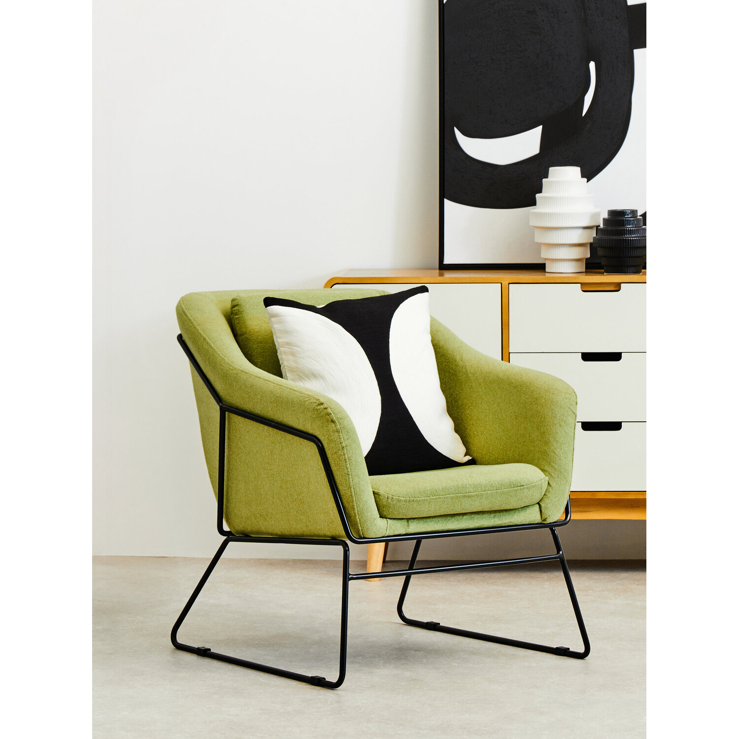 Stockholm Green Fabric Modern Accent Chair - Green
