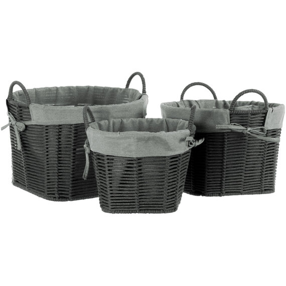 Set Of Three Lida Grey Round Storage Baskets